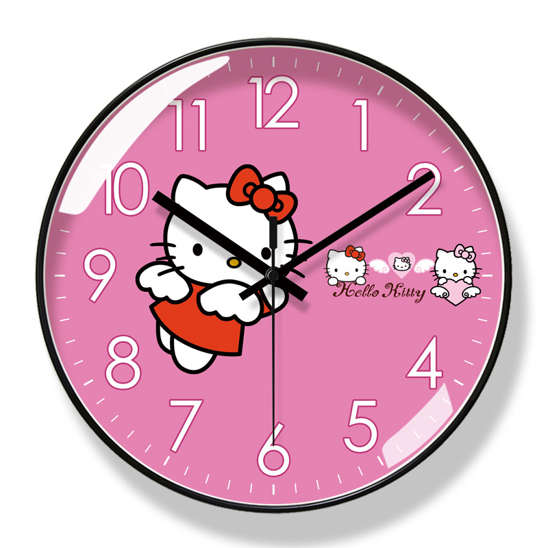 易普拉6910卡通儿童挂钟客厅钟表 HELLO KITTY早教时钟静音石英钟