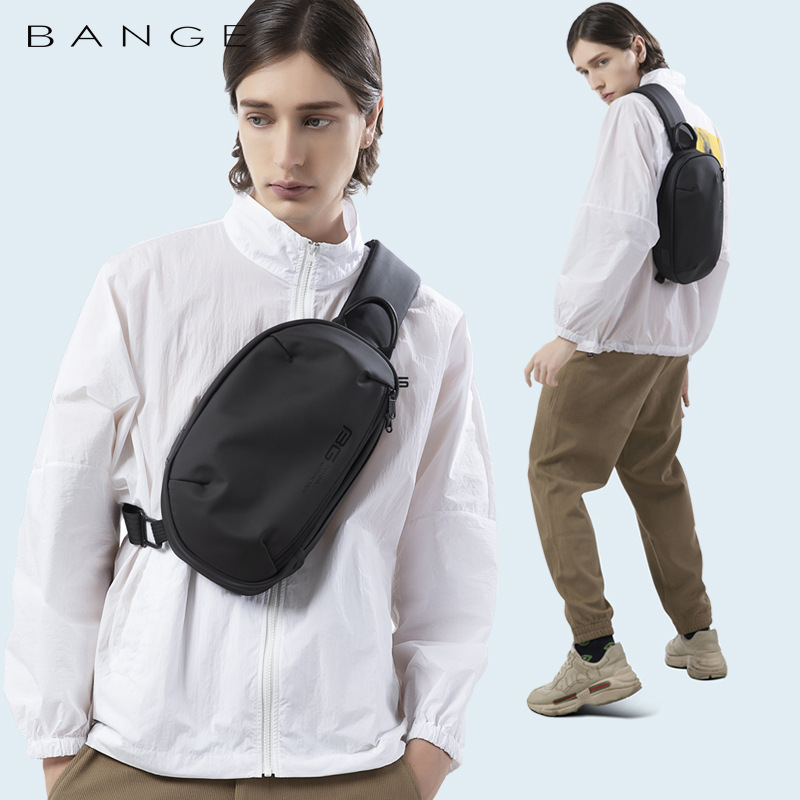 BANGE新款单肩胸包男士休闲防水斜挎包韩版usb男包Chest bag