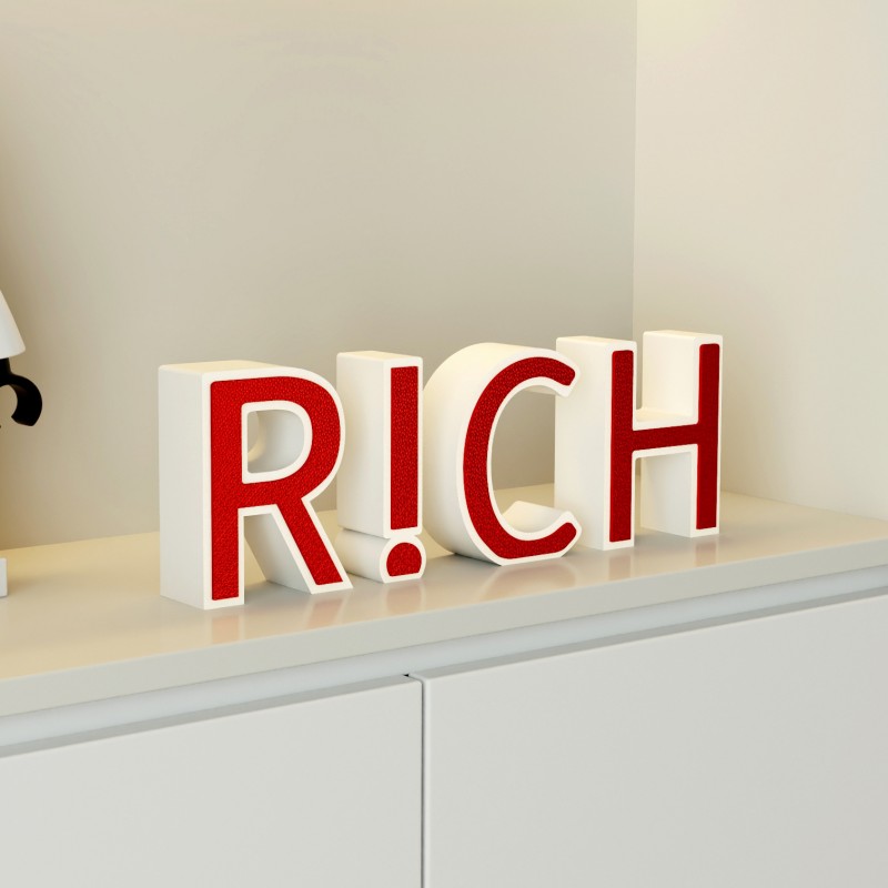 装饰摆件1031开门见红RICH马上有钱暴富招财字母创意装饰摆件桌面
