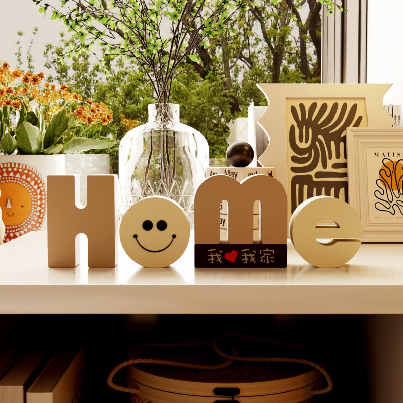装饰摆件1010微笑创意字母摆台立体HOME客厅现代桌面玄关摆放饰品