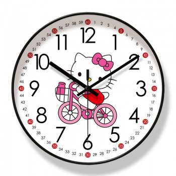 易普拉6907客厅挂钟 HELLO KITTY卡通早教静音挂表静音扫秒石英钟