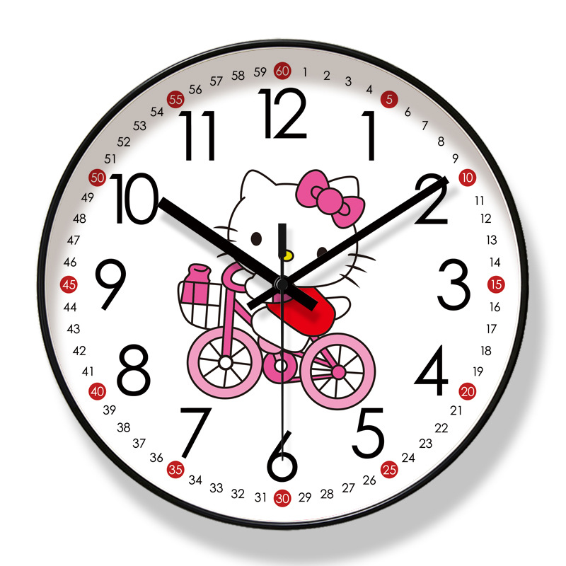易普拉6907客厅挂钟 HELLO KITTY卡通早教静音挂表静音扫秒石英钟