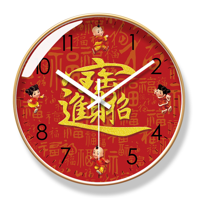 易普拉6010挂钟客厅钟表简约中式福满堂时尚家用时钟挂表石英钟