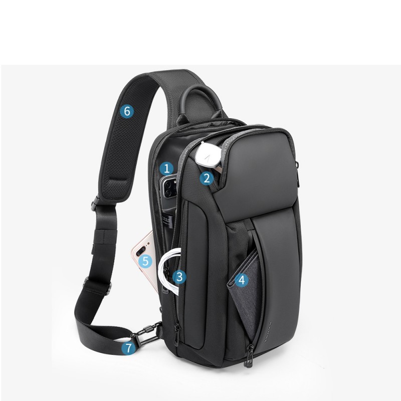 BANGE胸包男包防水男士胸包单肩包斜挎包男休闲挎包男士Sling bag