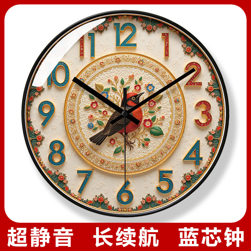 易普拉7159新款简约大气挂钟客厅钟表创意复古圆形客厅挂表静音钟