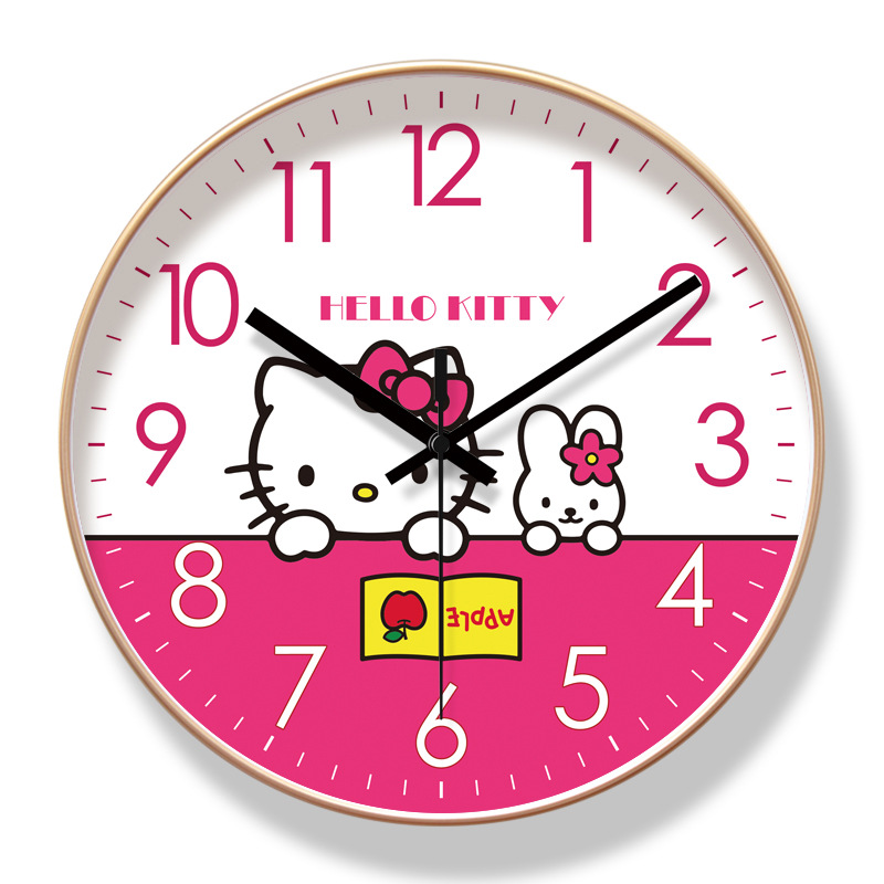 易普拉6908卡通 HELLO KITTY儿童挂钟客厅钟表早教时钟静音石英钟