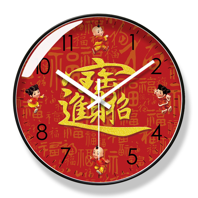 易普拉6010挂钟客厅钟表简约中式福满堂时尚家用时钟挂表石英钟