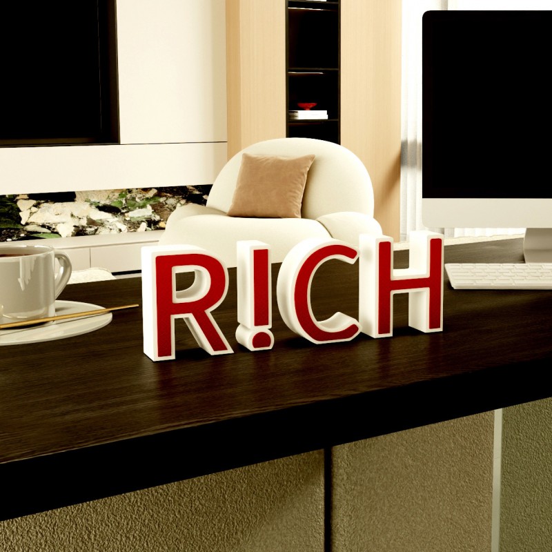 装饰摆件1031开门见红RICH马上有钱暴富招财字母创意装饰摆件桌面