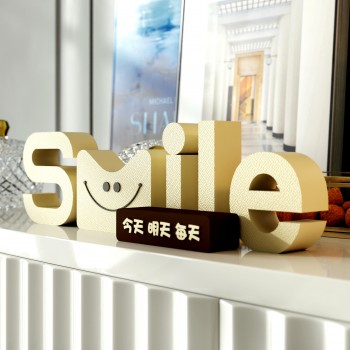 装饰摆件1004创意文艺字母SMILE笑脸客厅现代桌面玄关摆台装饰品