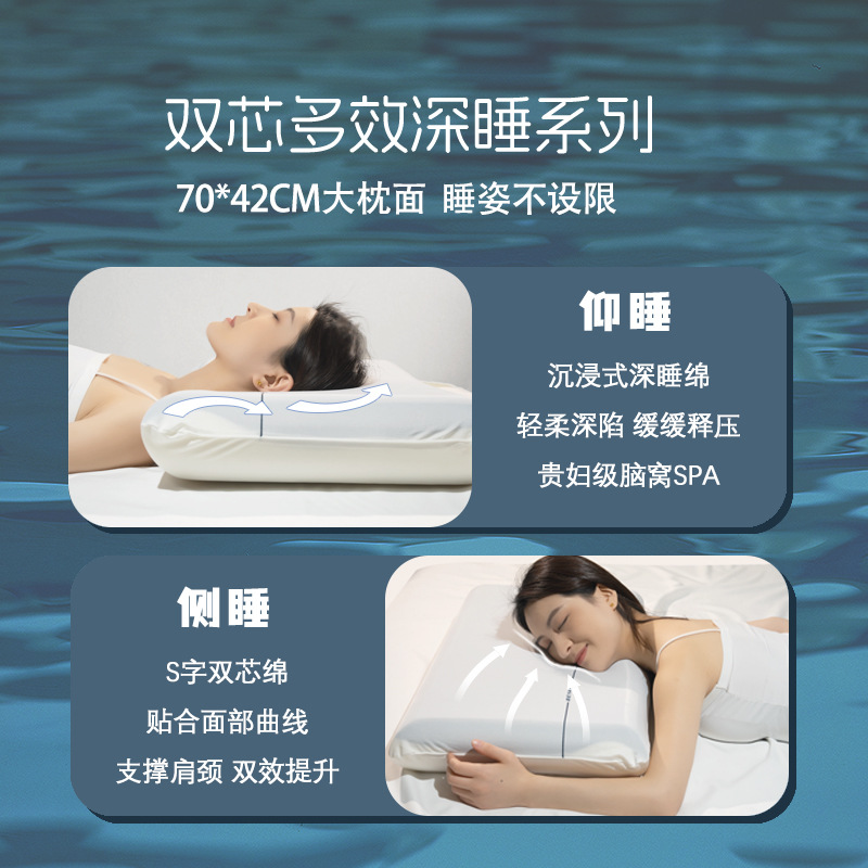 酒店同款记忆棉枕头深睡pro双芯枕头护颈椎枕芯助睡眠酒店枕头芯