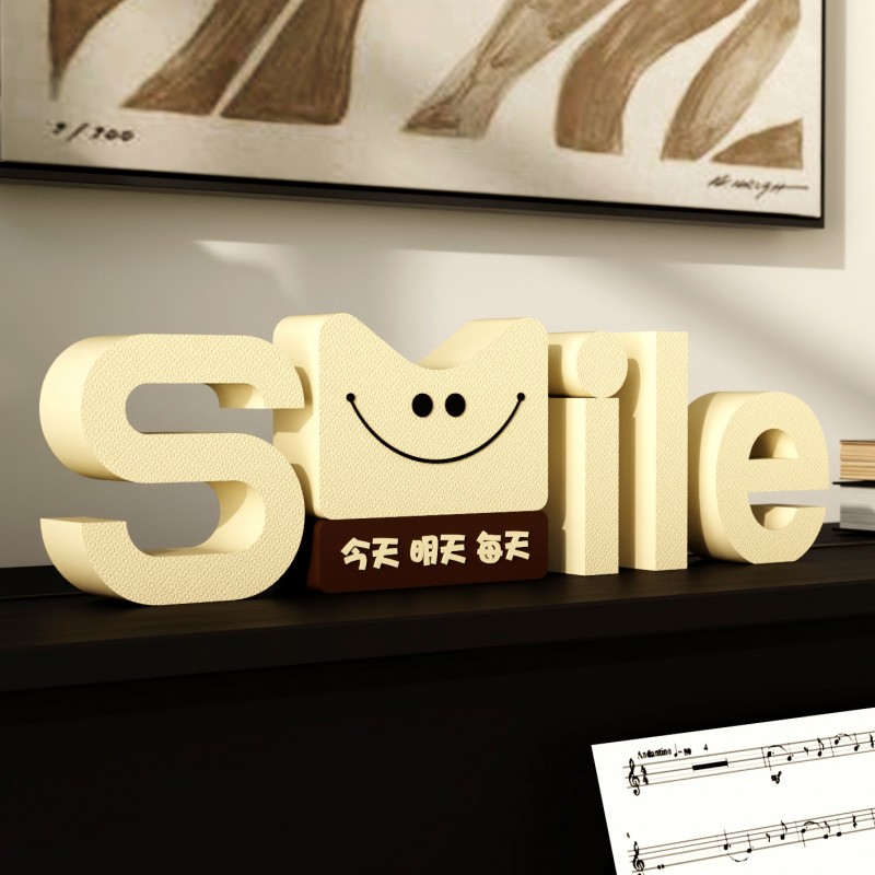 装饰摆件1004创意文艺字母SMILE笑脸客厅现代桌面玄关摆台装饰品