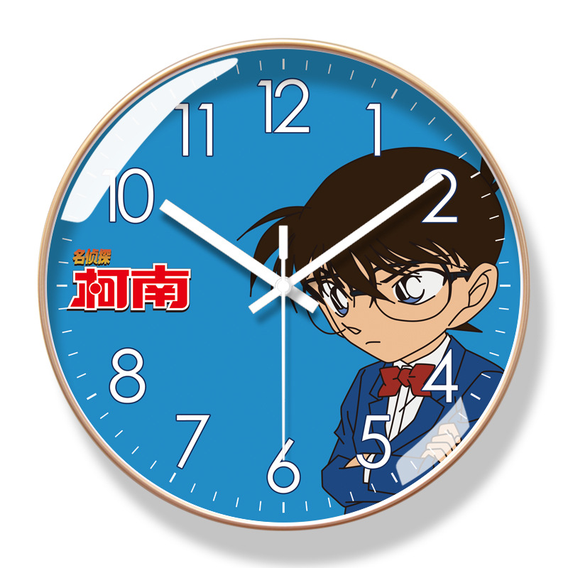 易普拉8098挂钟客厅钟表简约名侦探柯南时钟表静音静音扫秒石英钟