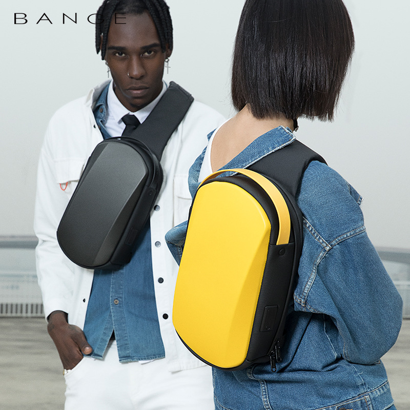 BANGE新款男士胸包防水eva硬壳单肩包潮流斜跨小包跨境Chest bag