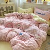 糯糯棉少女心毛巾绣水洗棉1.8m床笠四件套学生卡通被套床单三件套