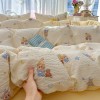 春夏新品可爱卡通高克重泡芙纱泡泡皱皱纱四件套床单套件床上用品