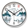 易普拉6266国风山水挂钟客厅钟表中式时钟创意水墨静音扫秒石英钟