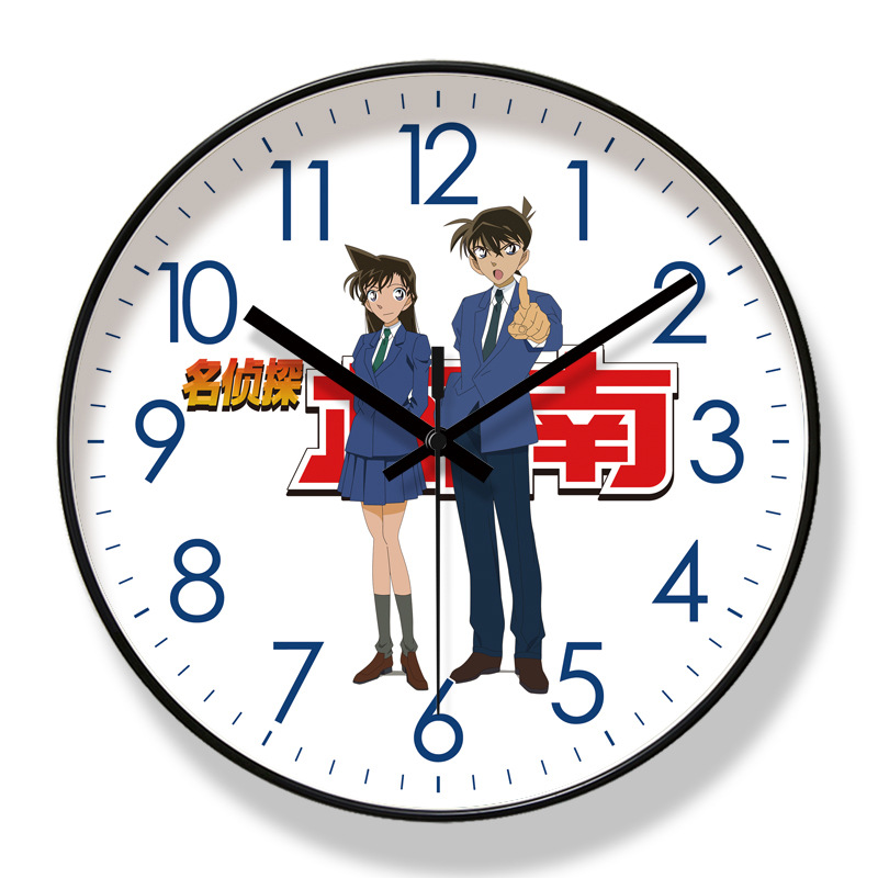 易普拉8098挂钟客厅钟表简约名侦探柯南时钟表静音静音扫秒石英钟