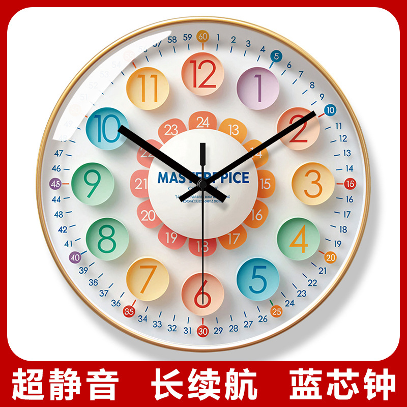 易普拉7096创意可爱挂钟客厅家用简约时钟儿童房卡通挂墙静音钟表