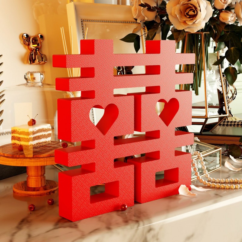 装饰摆件1012婚房布置订婚礼喜庆结婚立体喜字客厅囍喜庆装扮摆台