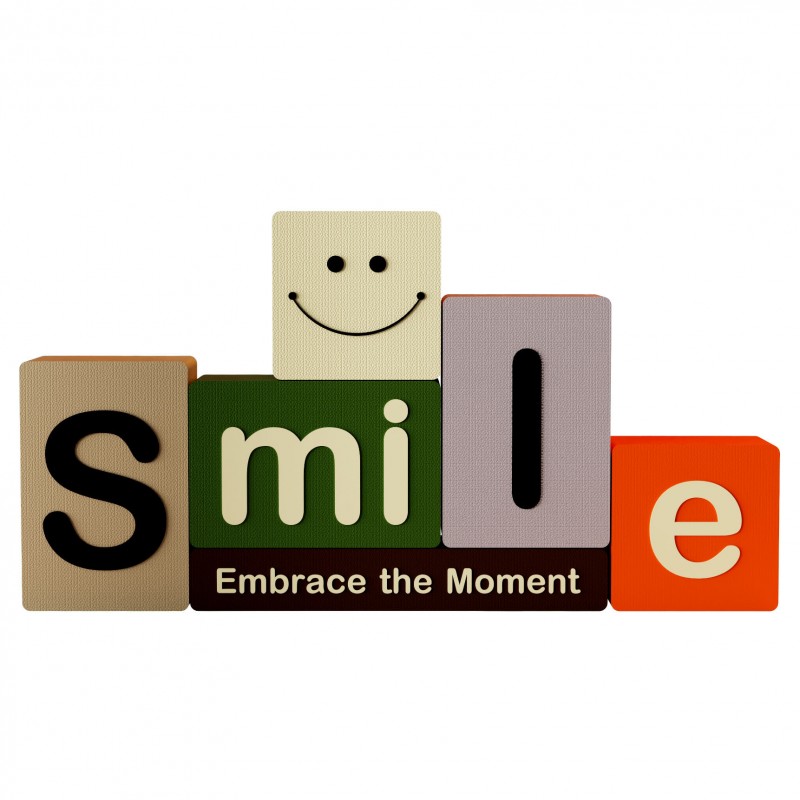装饰摆件1005可爱积木SMILE笑脸字母文艺客厅创意桌面玄关装饰品