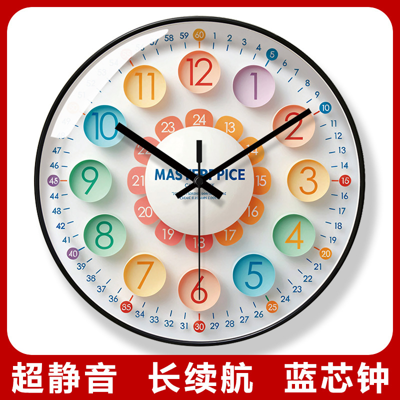 易普拉7096创意可爱挂钟客厅家用简约时钟儿童房卡通挂墙静音钟表