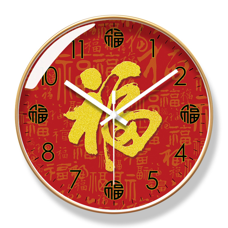 易普拉6010挂钟客厅钟表简约中式福满堂时尚家用时钟挂表石英钟