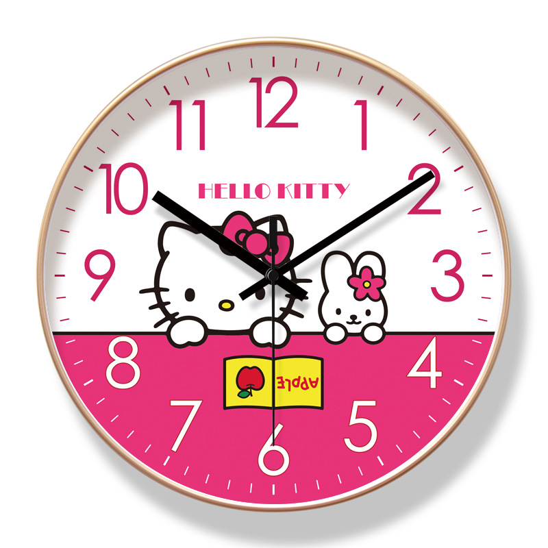 易普拉6908卡通 HELLO KITTY儿童挂钟客厅钟表早教时钟静音石英钟