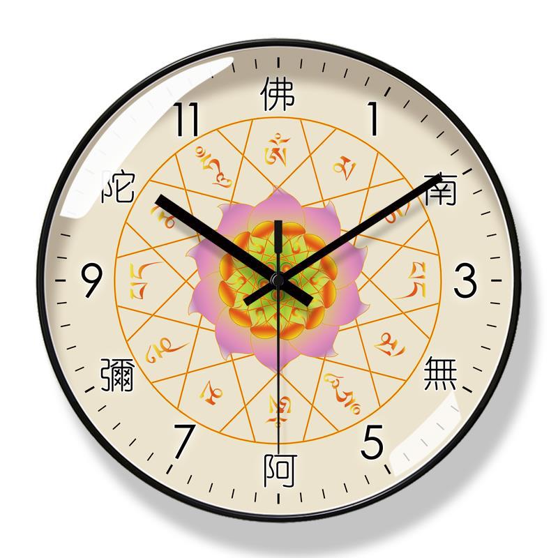 易普拉6276挂钟荷花禅意佛经钟表国风时钟中式挂表静音扫秒