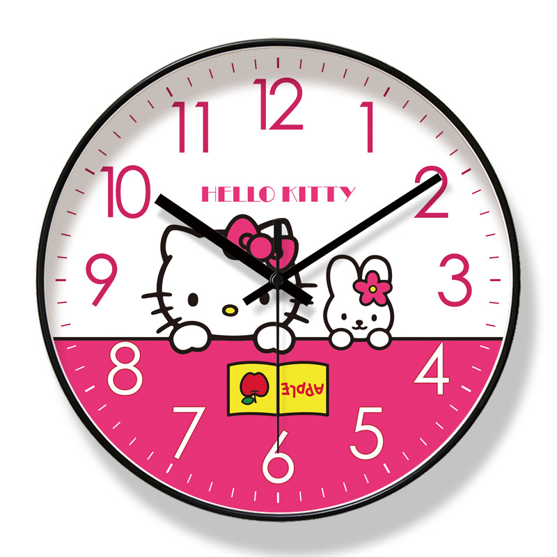 易普拉6908卡通 HELLO KITTY儿童挂钟客厅钟表早教时钟静音石英钟