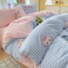 糯糯棉少女心毛巾绣水洗棉1.8m床笠四件套学生卡通被套床单三件套