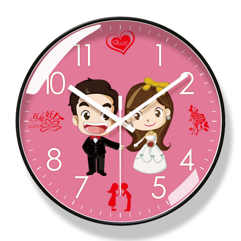 易普拉6624喜结良缘婚庆挂钟新婚钟表新中式钟静音静音扫秒石英钟