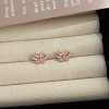 S925纯银针粉色锆石养耳洞耳钉女2025新款小众高级感睡觉免摘耳饰