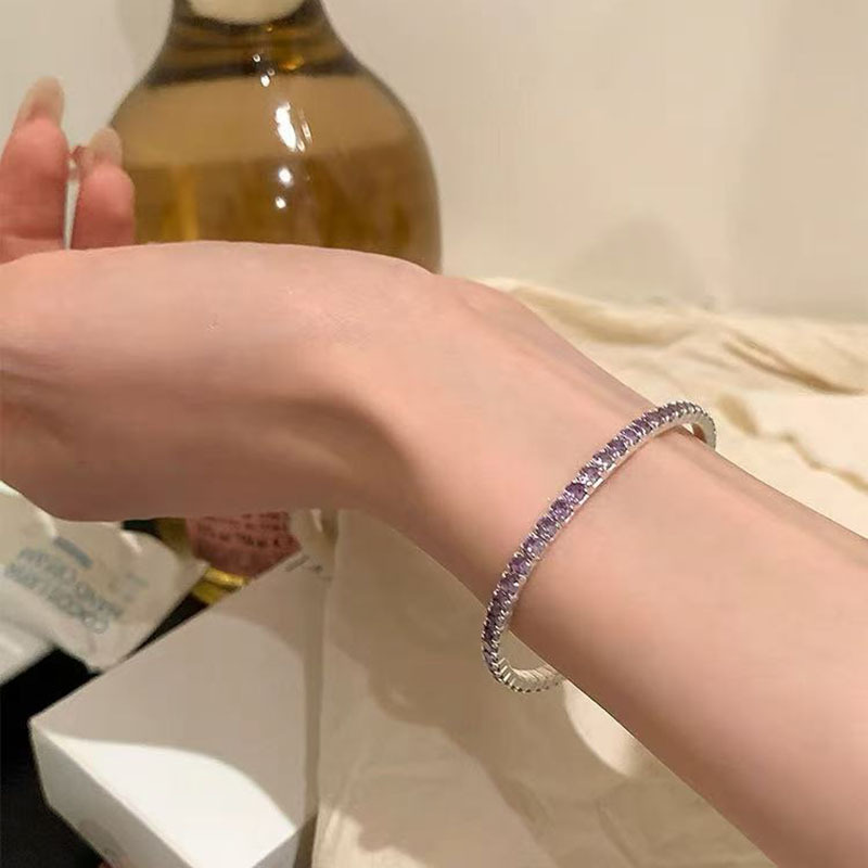 2025春夏款水晶手链小众设计灰月光紫阿赛紫水晶手串草莓晶手链