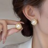 s925银珍珠耳钉女轻奢高级感小众网红百搭耳环2025年秋冬耳饰批发