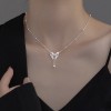 S925纯银蝴蝶淡水珍珠项链不掉色女春夏高级感轻奢吊坠百搭锁骨链
