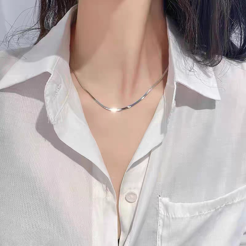 S925纯银珍珠项链女小众设计轻奢高级感不掉色简约锁骨链配饰批发