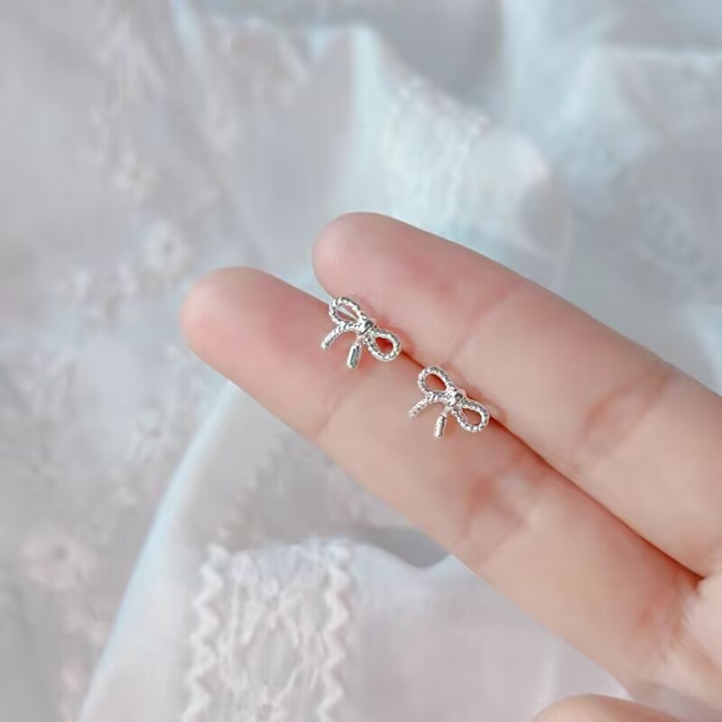 925银针精致小巧耳钉耳骨钉超仙百搭小众彩色锆石蝴蝶耳环ins耳饰