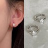 925银针港风复古金属耳环女高级感几何素圈耳圈百搭夸张通勤耳饰