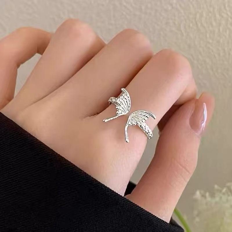 纯银925简约甜酷重工花朵秋冬新款戒指女ins高级感开口关节戒子