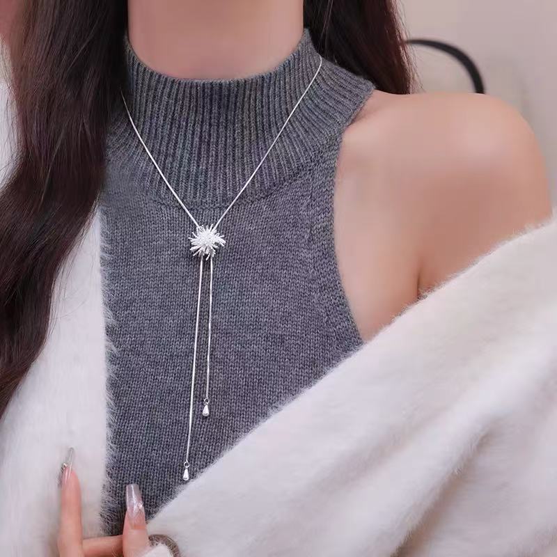 秋冬简约毛衣链女款大气小众高级感可调节项链配饰百搭长款项饰批