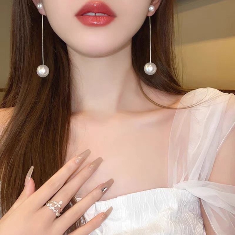 s925银珍珠耳钉女轻奢高级感小众网红百搭耳环2025年秋冬耳饰批发