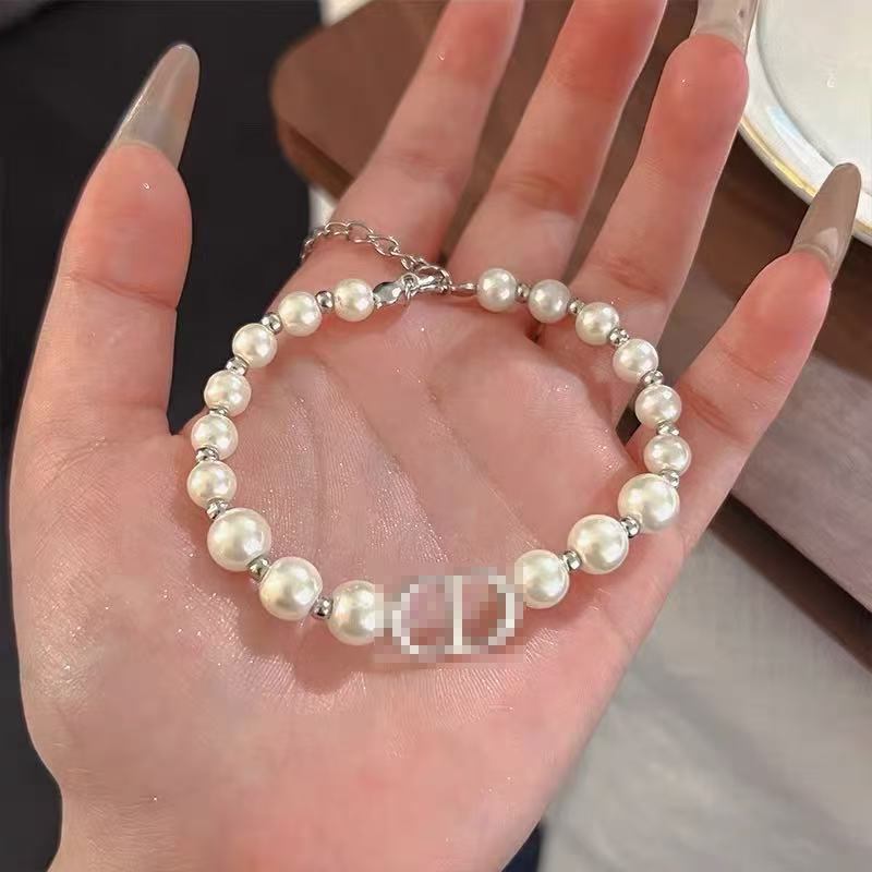 碎银子珍珠手链女款925纯银轻奢小众设计手串手环手镯送生日礼物