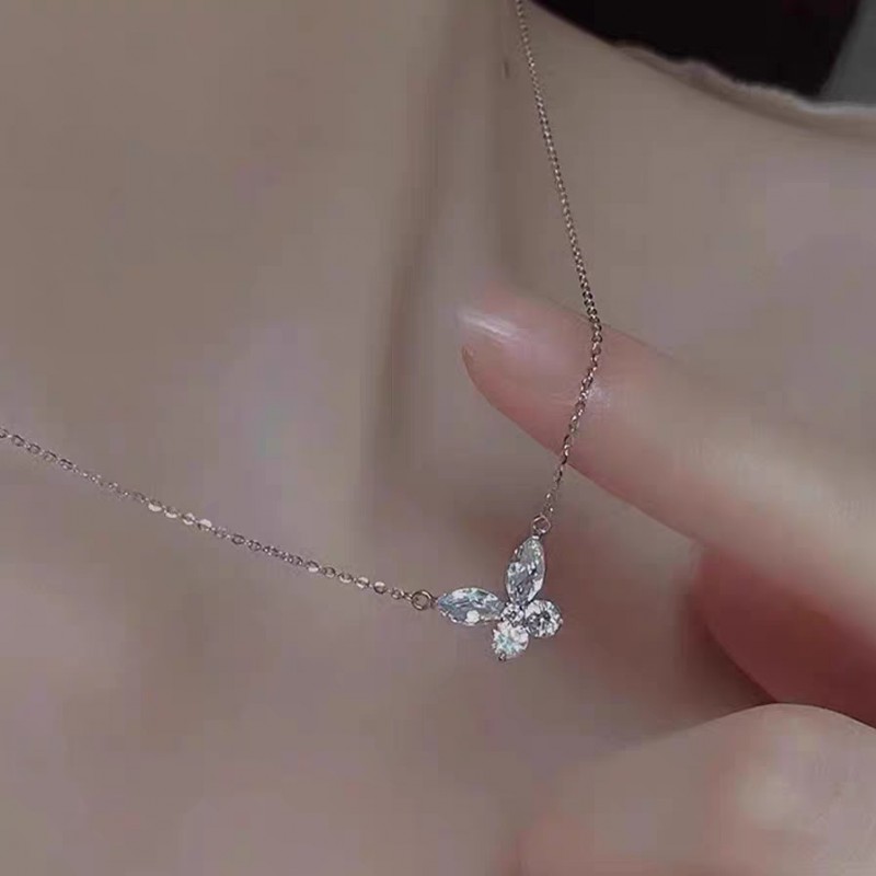 S925纯银珍珠项链女小众设计轻奢高级感不掉色简约锁骨链配饰批发