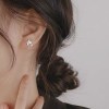 S925纯银针粉色锆石养耳洞耳钉女2025新款小众高级感睡觉免摘耳饰