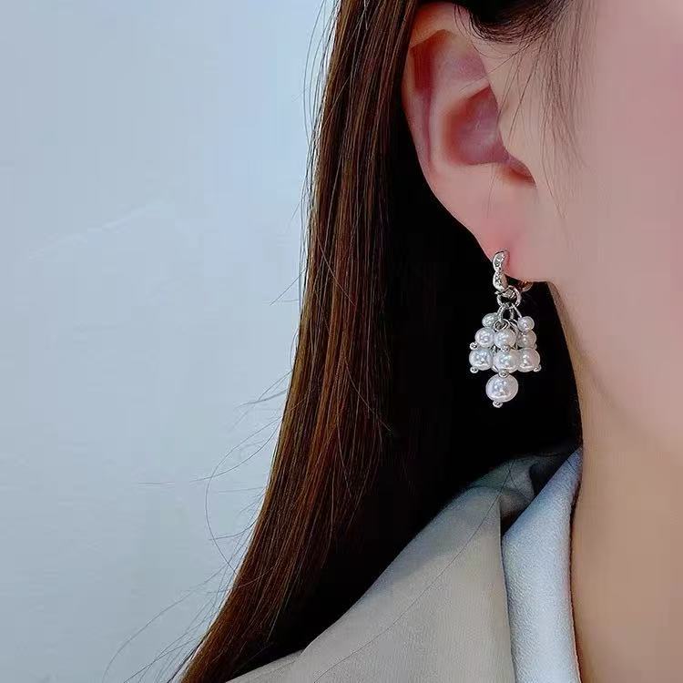 s925银珍珠耳钉女轻奢高级感小众网红百搭耳环2025年秋冬耳饰批发