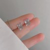 S925纯银针粉色锆石养耳洞耳钉女2025新款小众高级感睡觉免摘耳饰