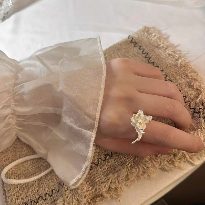 韩版小众设计感925纯银冷淡风戒指女不掉色开口圈指环饰品批发