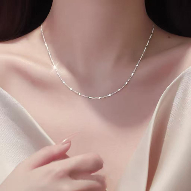 S925纯银珍珠项链女小众设计轻奢高级感不掉色简约锁骨链配饰批发