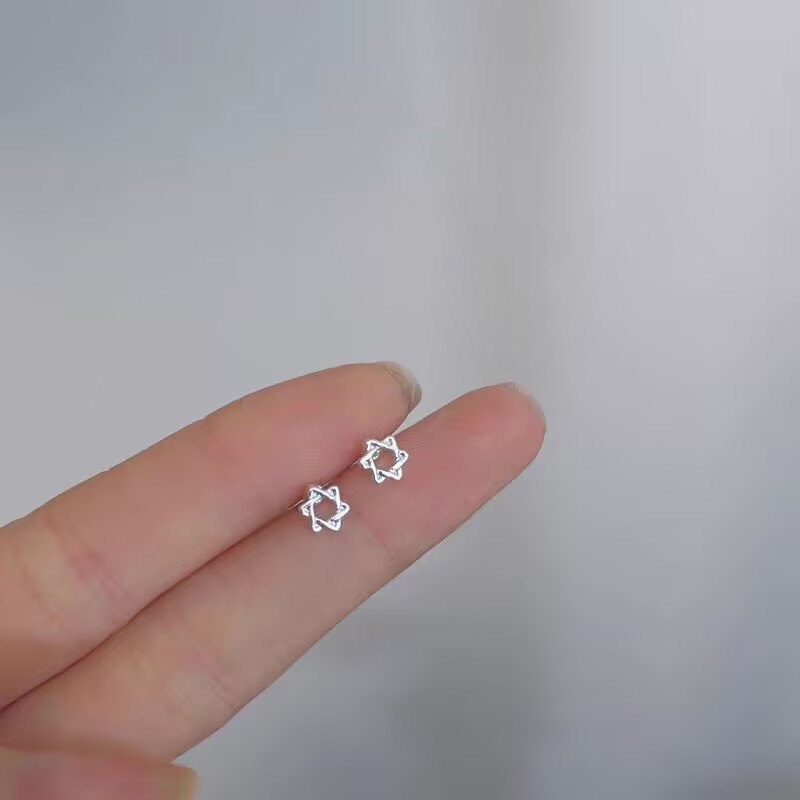 925银针精致小巧耳钉耳骨钉超仙百搭小众彩色锆石蝴蝶耳环ins耳饰