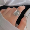 纯银925简约甜酷重工花朵秋冬新款戒指女ins高级感开口关节戒子